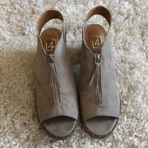 NEW gray suede bootie heels